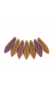 Czech Glass Daggers beads 5x16mm Metallic mix 01610